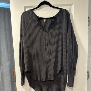 Women's Dark Gray Free People Button-Up Top